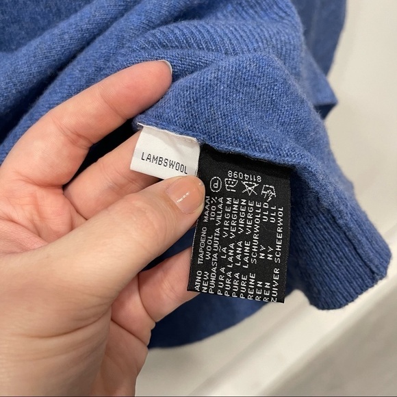 McKenzy Superfine Outwear Vintage Lambswool V-Neck Sweater Blue Long Sleeve L - Picture 6 of 8